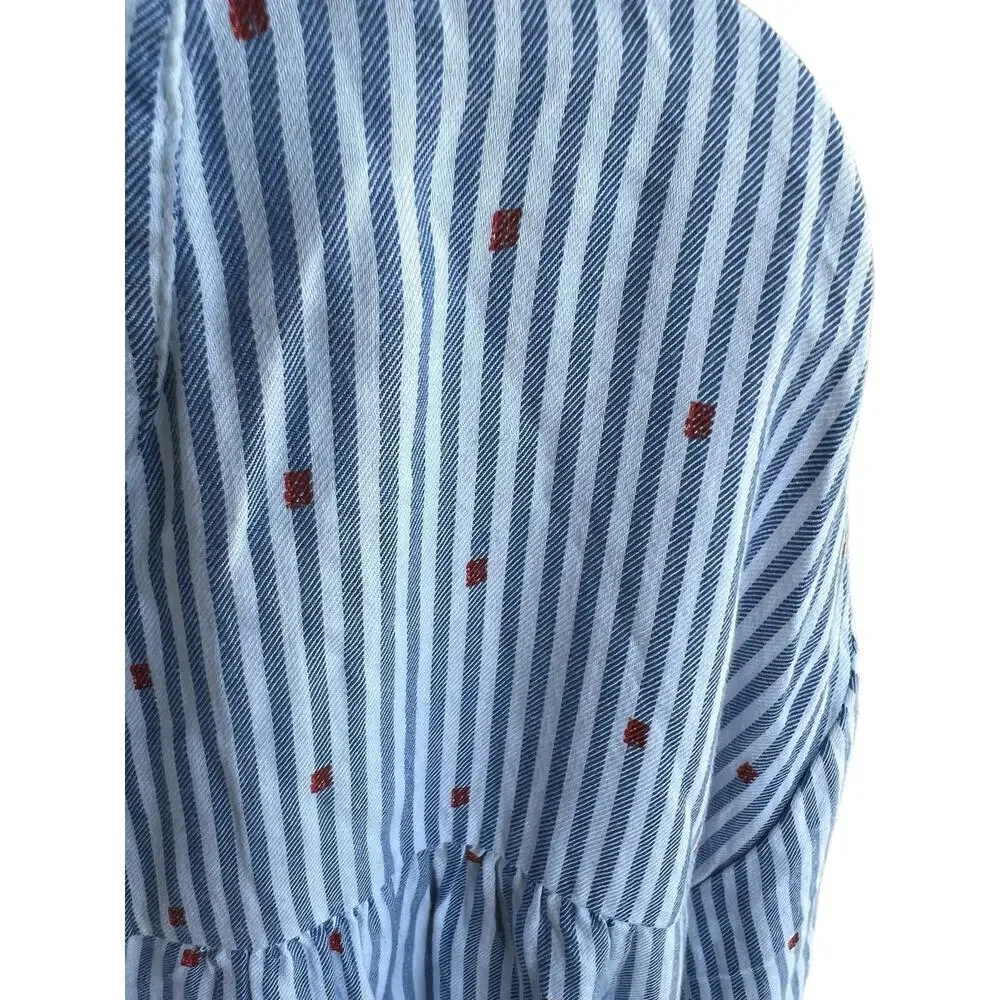 OLD NAVY chambray stripe red fleck boho button front tunic  EUC plus sz XXL